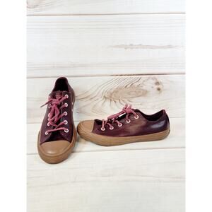 Converse Chuck Taylor All Star Ox Fashion Leather Sneakers Youth Size 3 Burgandy